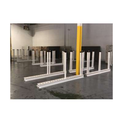 White granite steel slab rack warehouse stone display